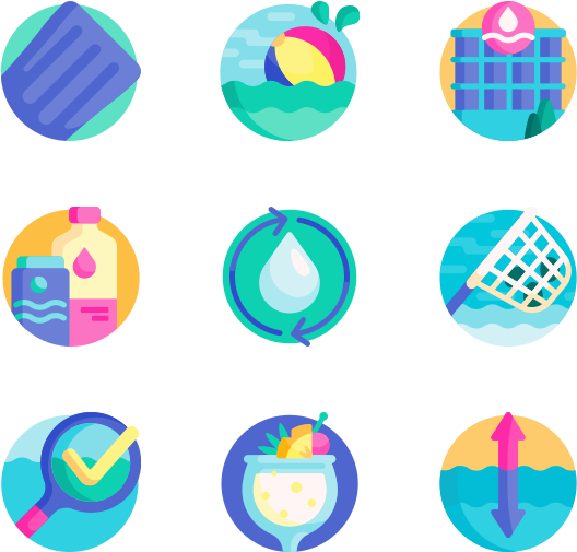 Swimming Pool Icons Set PNG Image