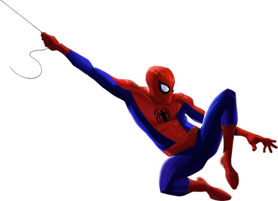 Swinging Spider Man Cartoon PNG Image