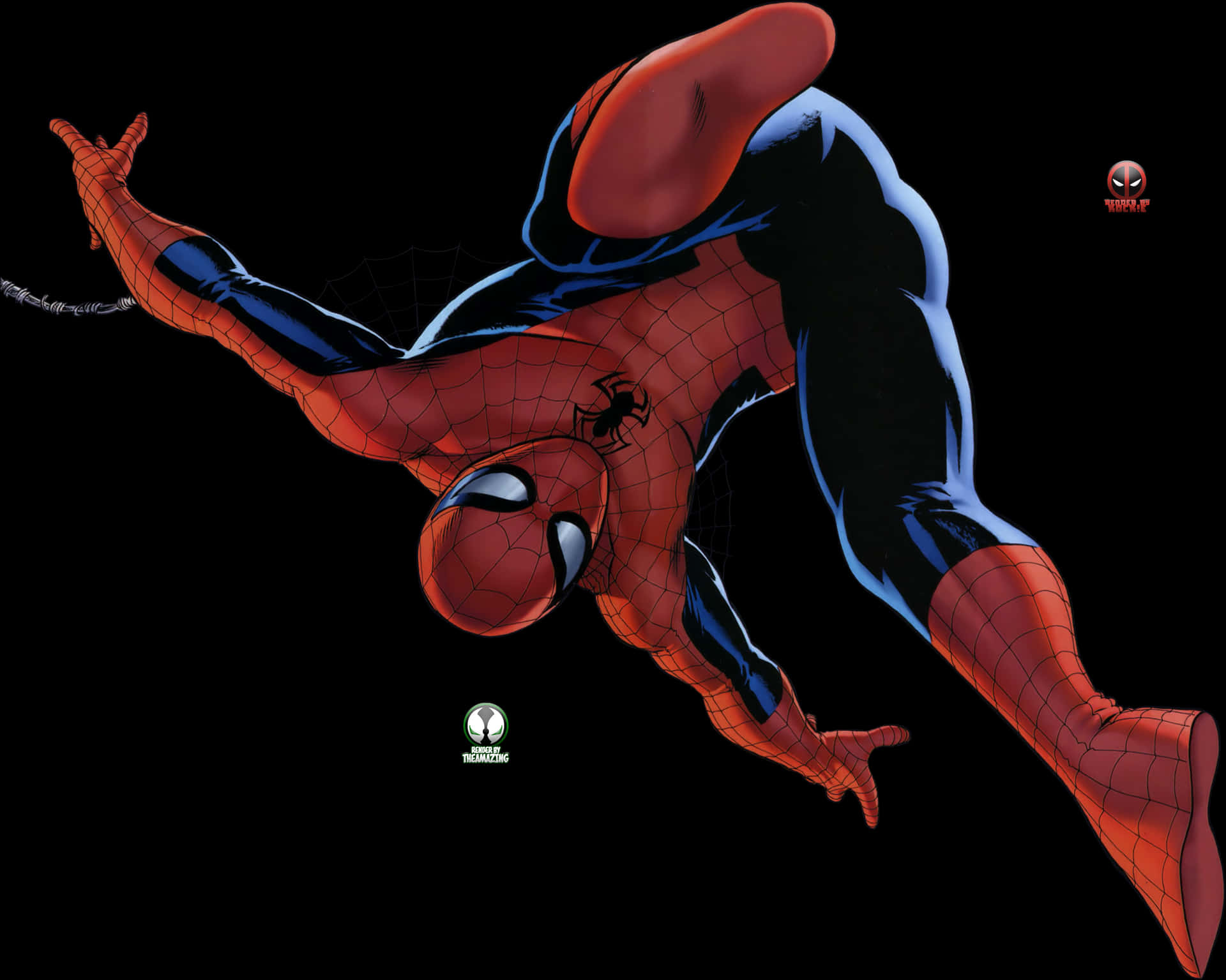 Swinging Spider Man Illustration PNG Image