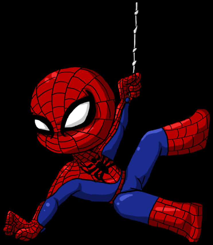 Swinging Spiderman Cartoon PNG Image