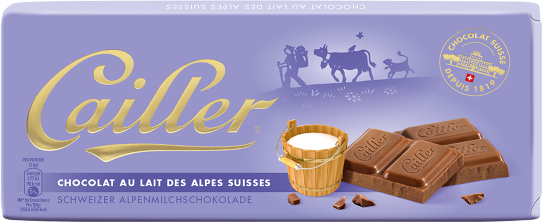 Swiss Cailler Milk Chocolate Packaging PNG Image