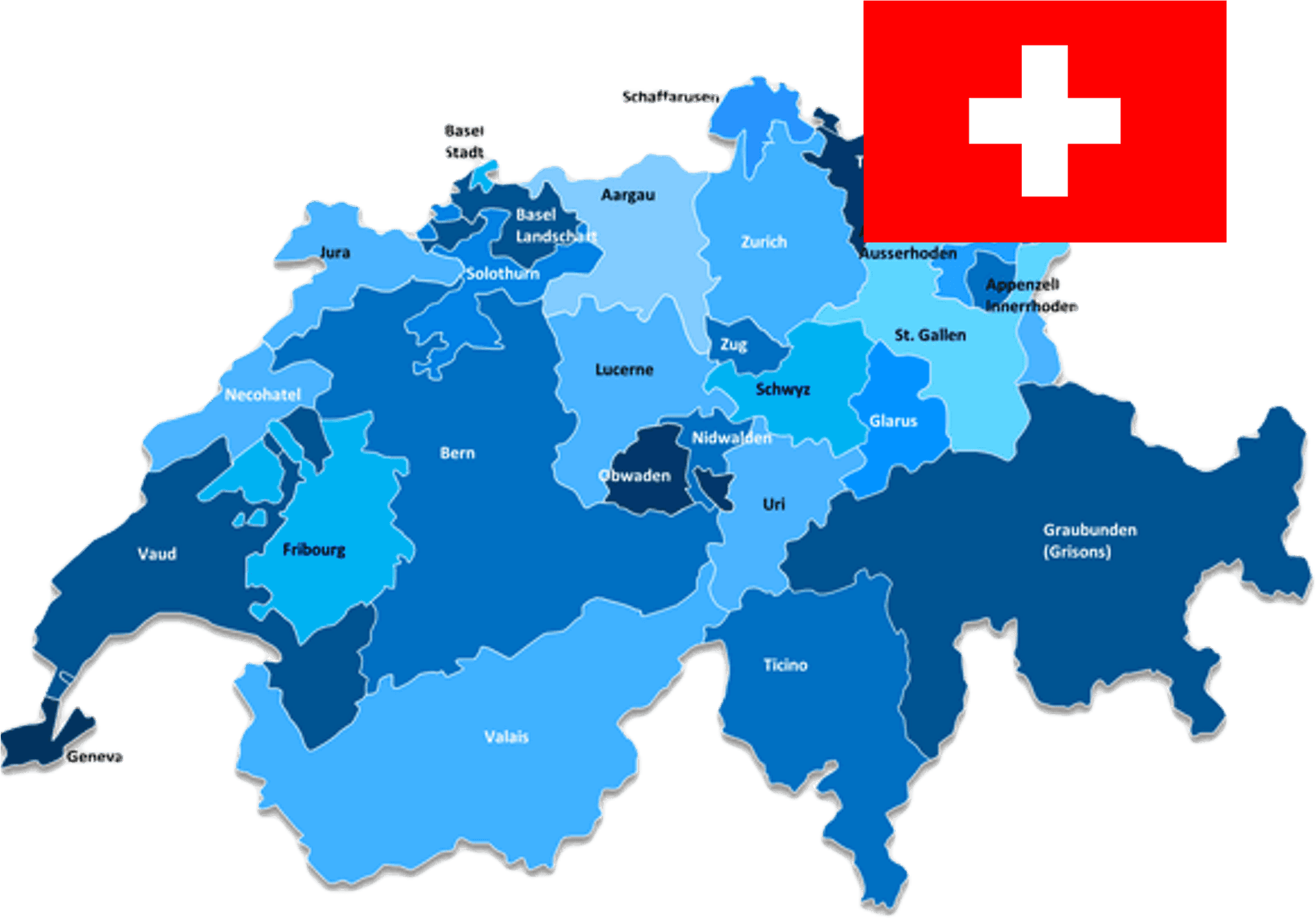 Switzerland Cantons Mapwith Flag PNG Image