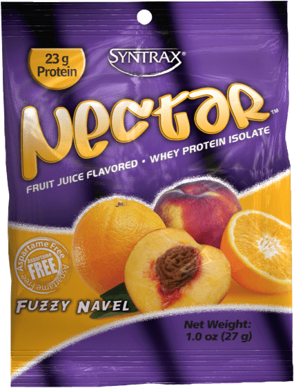 Syntrax Nectar Whey Protein Isolate Fuzzy Navel Flavor Packet PNG Image