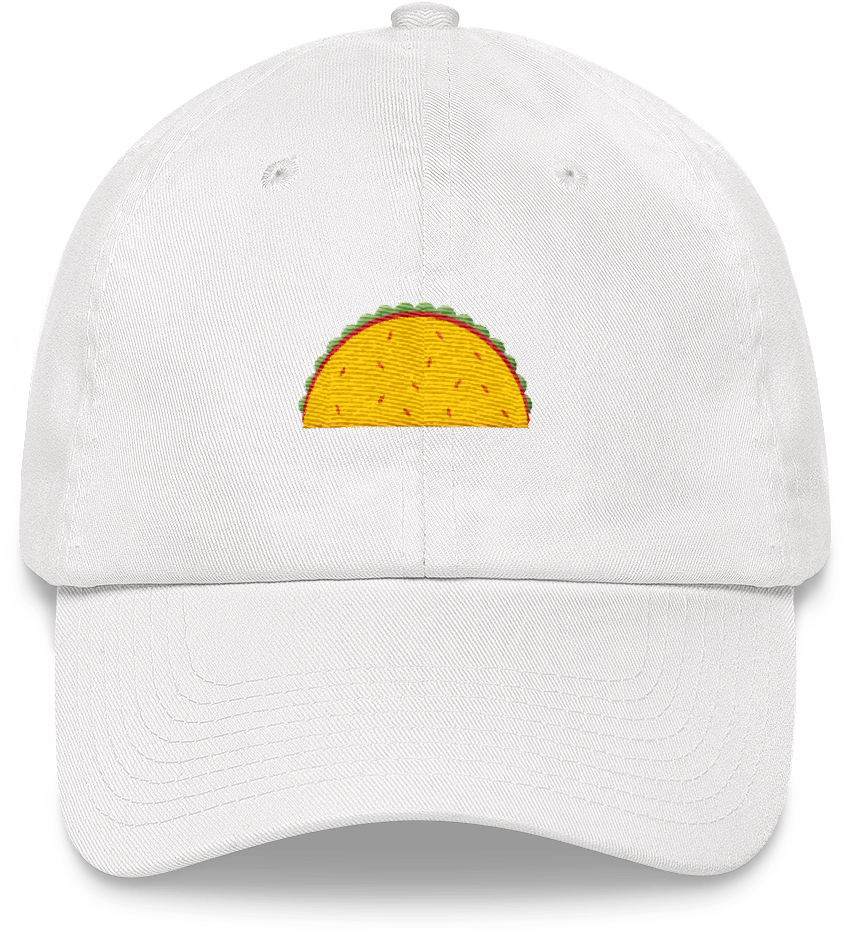 Taco Embroidered White Baseball Cap PNG Image