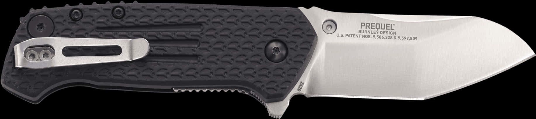 Tactical Folding Knife Black Handle PNG Image