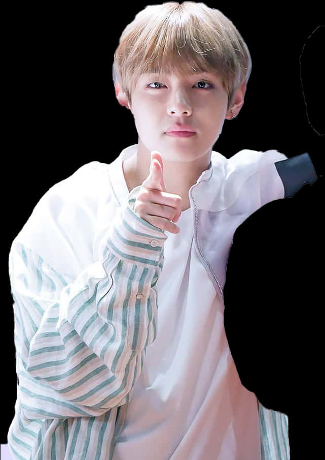 Taehyung Pointing Gesture PNG Image