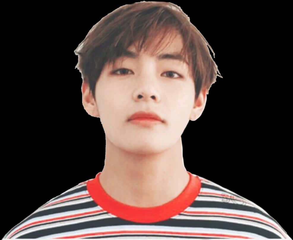 Taehyung_ Striped_ Shirt_ Portrait PNG Image