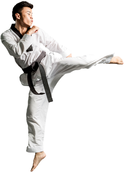 Taekwondo Black Belt Kick Action PNG Image