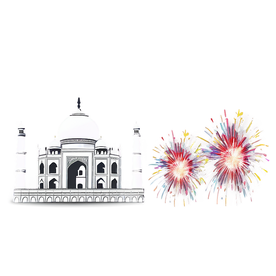 Taj Mahal With Fireworks Png 06252024 PNG Image