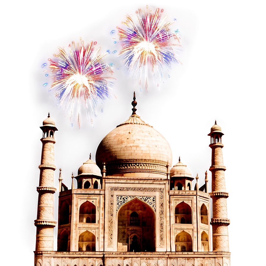 Taj Mahal With Fireworks Png Otc PNG Image