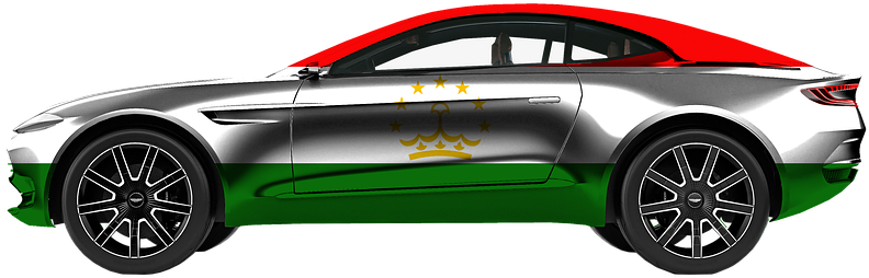 Tajikistan Flag Themed Sports Car PNG Image