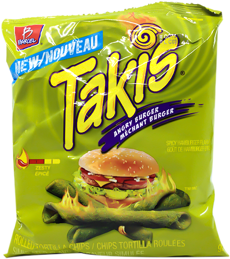 Takis Angry Burger Flavored Chips Package PNG Image