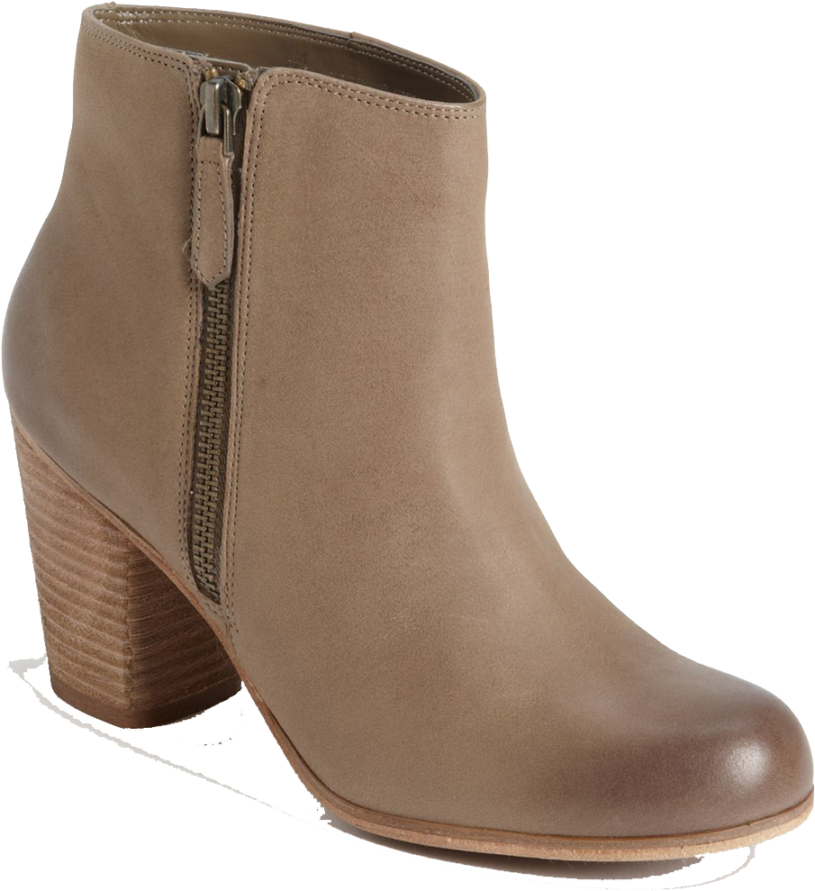 Tan Ankle Bootwith Zipper PNG Image