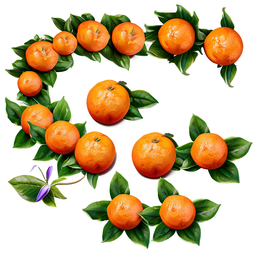 Tangerine With Flowers Png 6 PNG Image