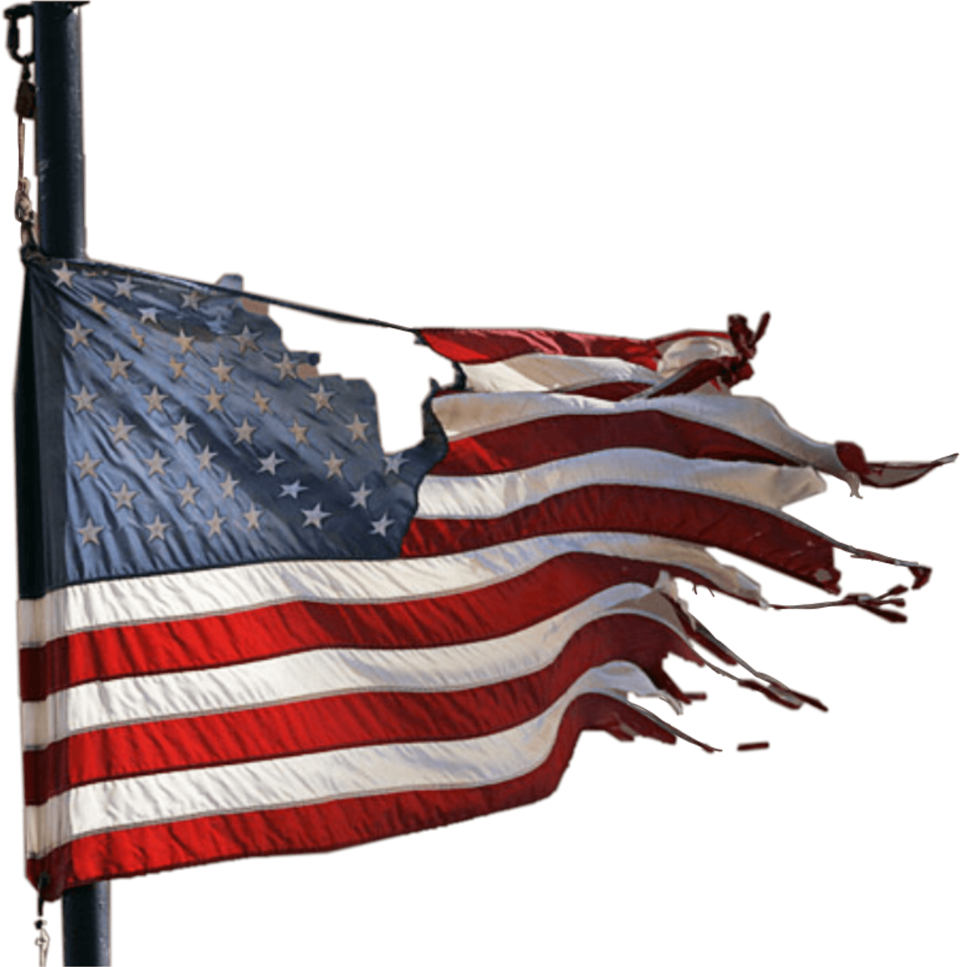 Tattered American Flagon Pole PNG Image