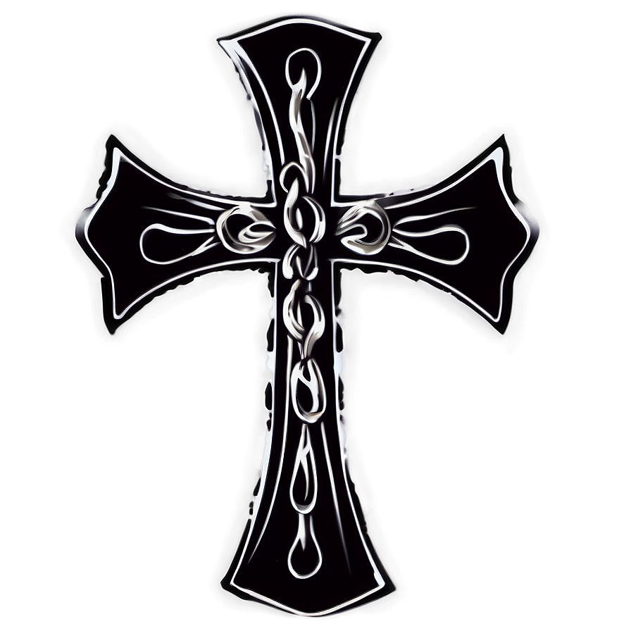 Tattoo Style Cross Outline Png 06122024 PNG Image