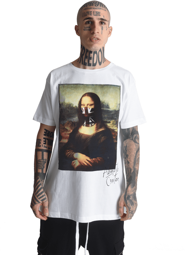 Tattooed Man Mona Lisa Shirt PNG Image