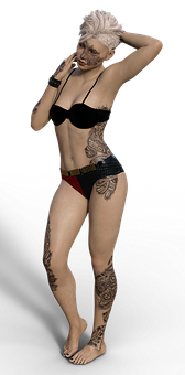 Tattooed Model Posingin Underwear PNG Image