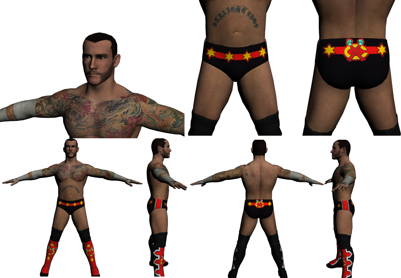 Tattooed Wrestler Model Showcase PNG Image