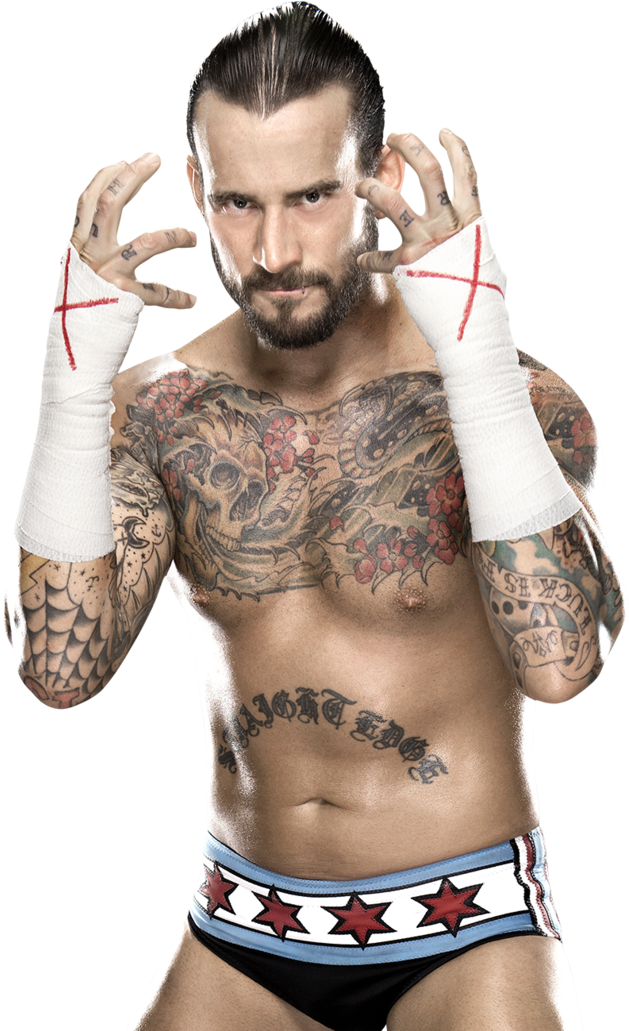 Tattooed Wrestler Posing PNG Image