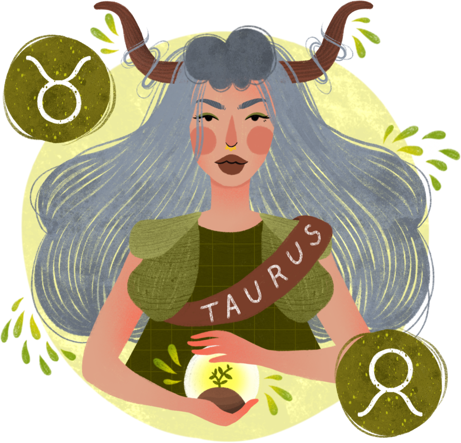 Taurus Zodiac Sign Illustration PNG Image