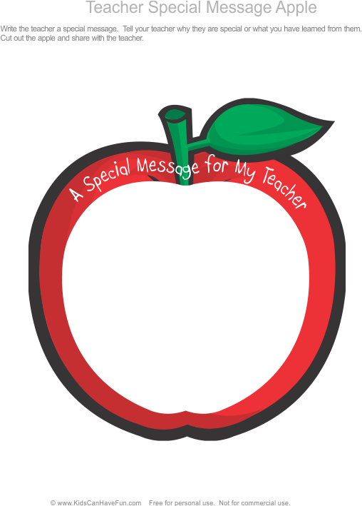 Teacher Appreciation Apple Message Template PNG Image