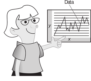 Teacher Explaining Graph Black And White PNG Image