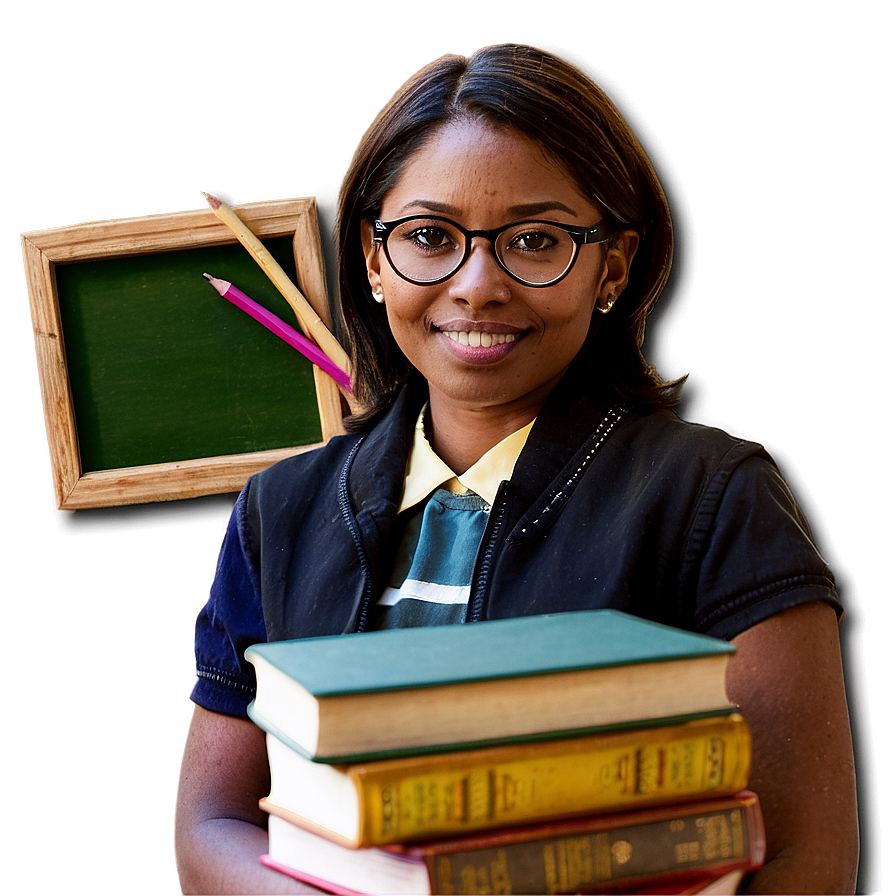 Teacher With Books Png Sll PNG Image