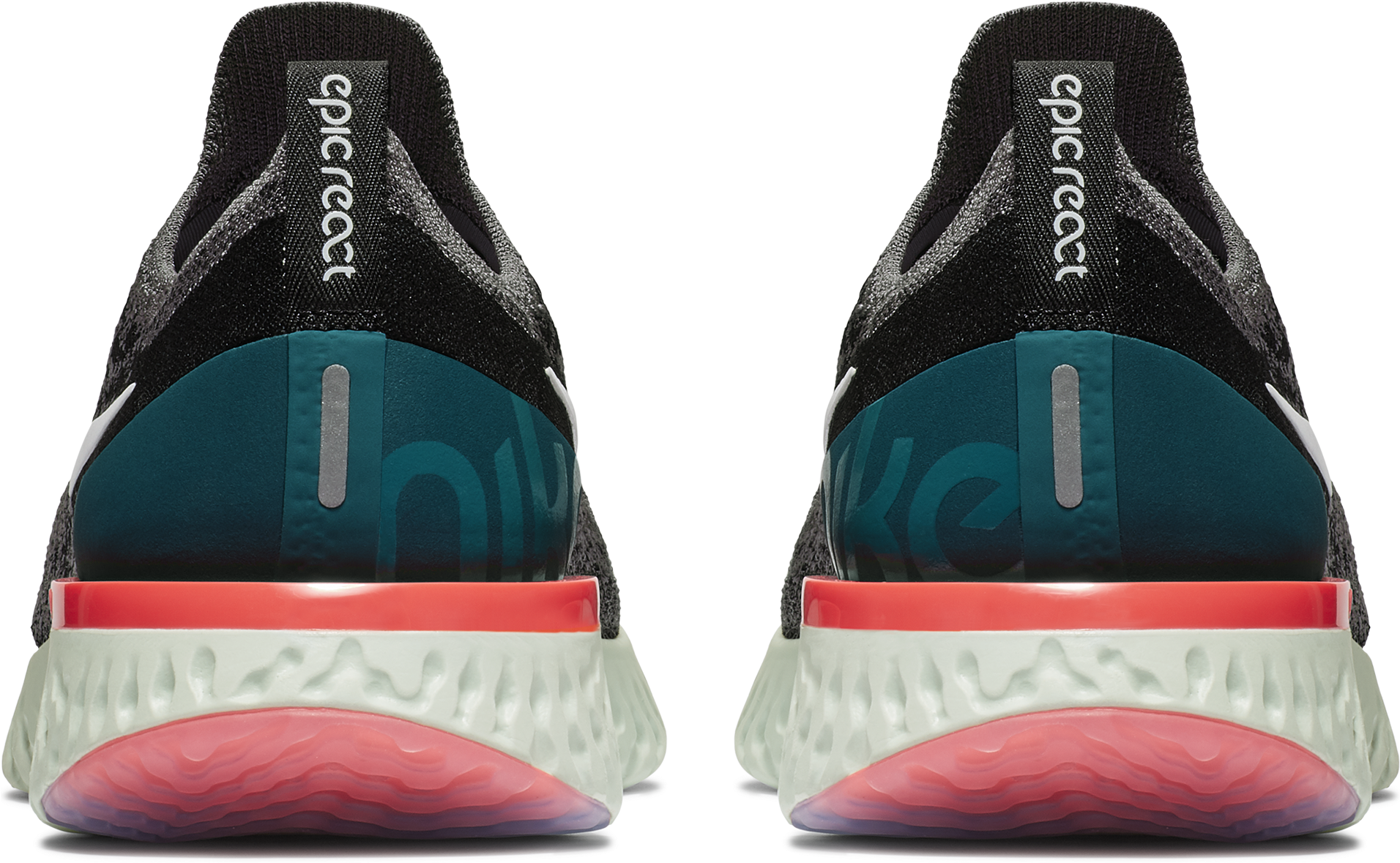 Teal Black Sneakers Rear View PNG Image