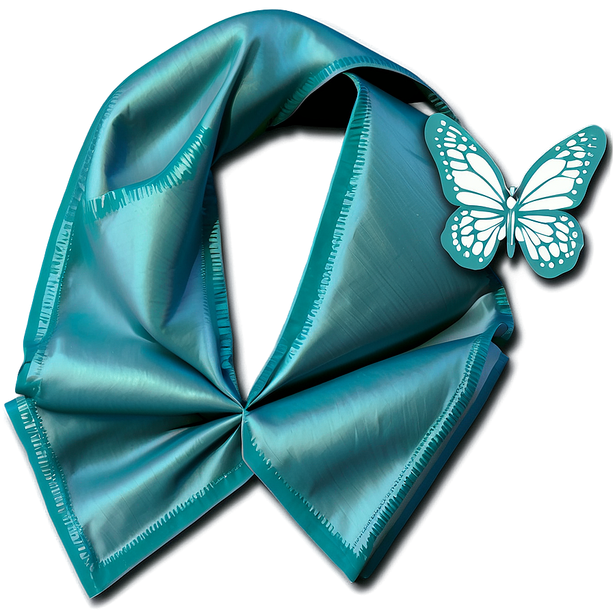 Teal Ribbon With Butterfly Detail Png Egm98 PNG Image