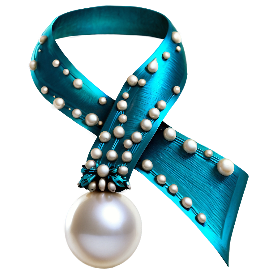 Teal Ribbon With Pearl Accents Png 59 PNG Image