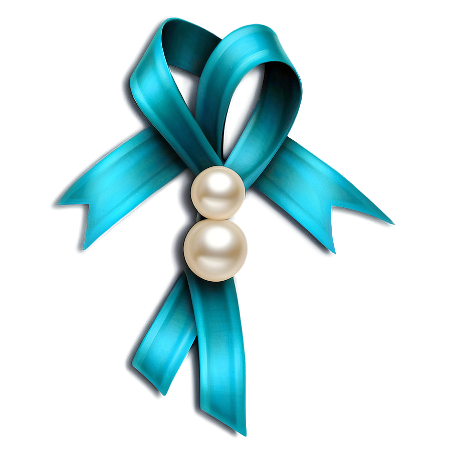 Teal Ribbon With Pearl Accents Png Msy2 PNG Image