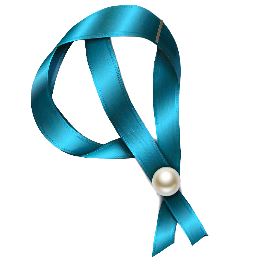 Teal Ribbon With Pearl Accents Png Vig PNG Image