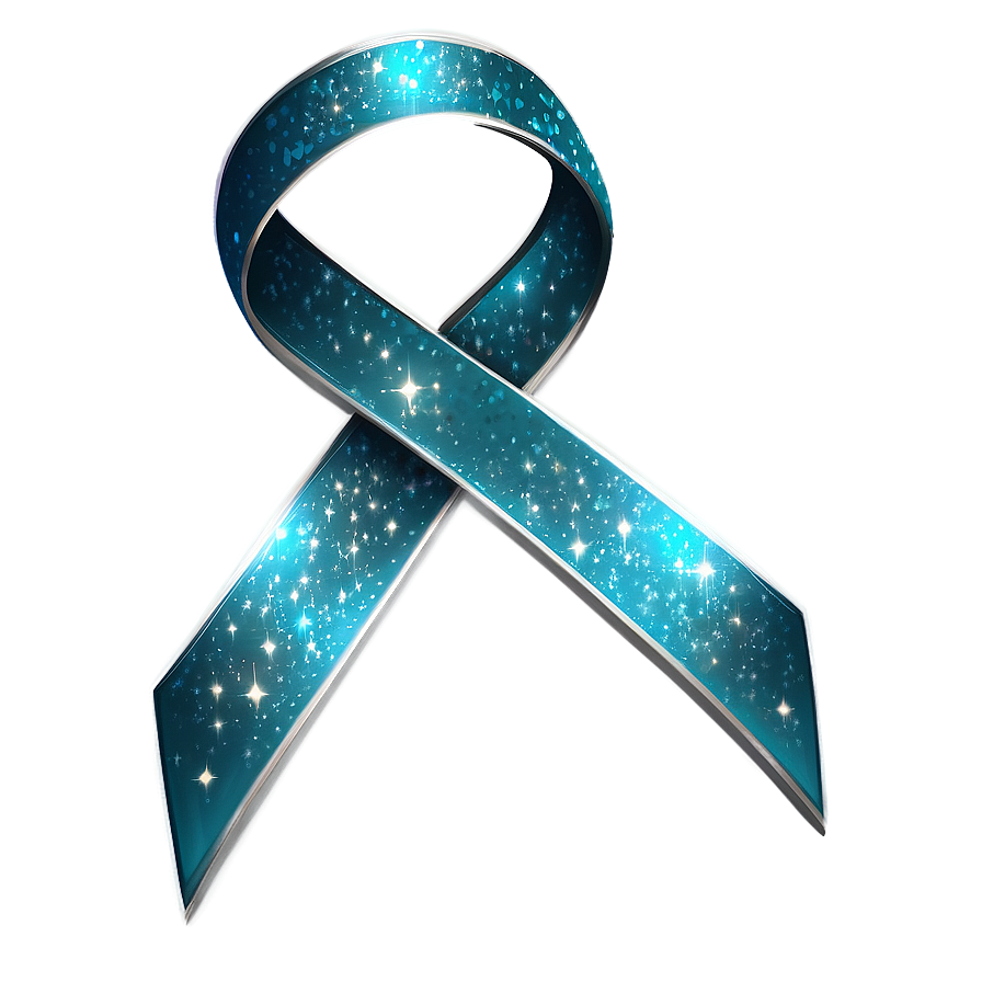 Teal Ribbon With Sparkles Png Ocn PNG Image