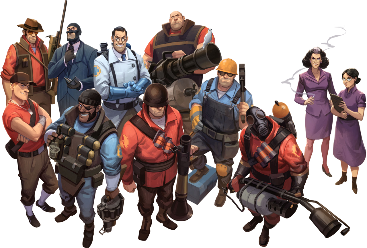 Team Fortress2 Character Lineup PNG Image