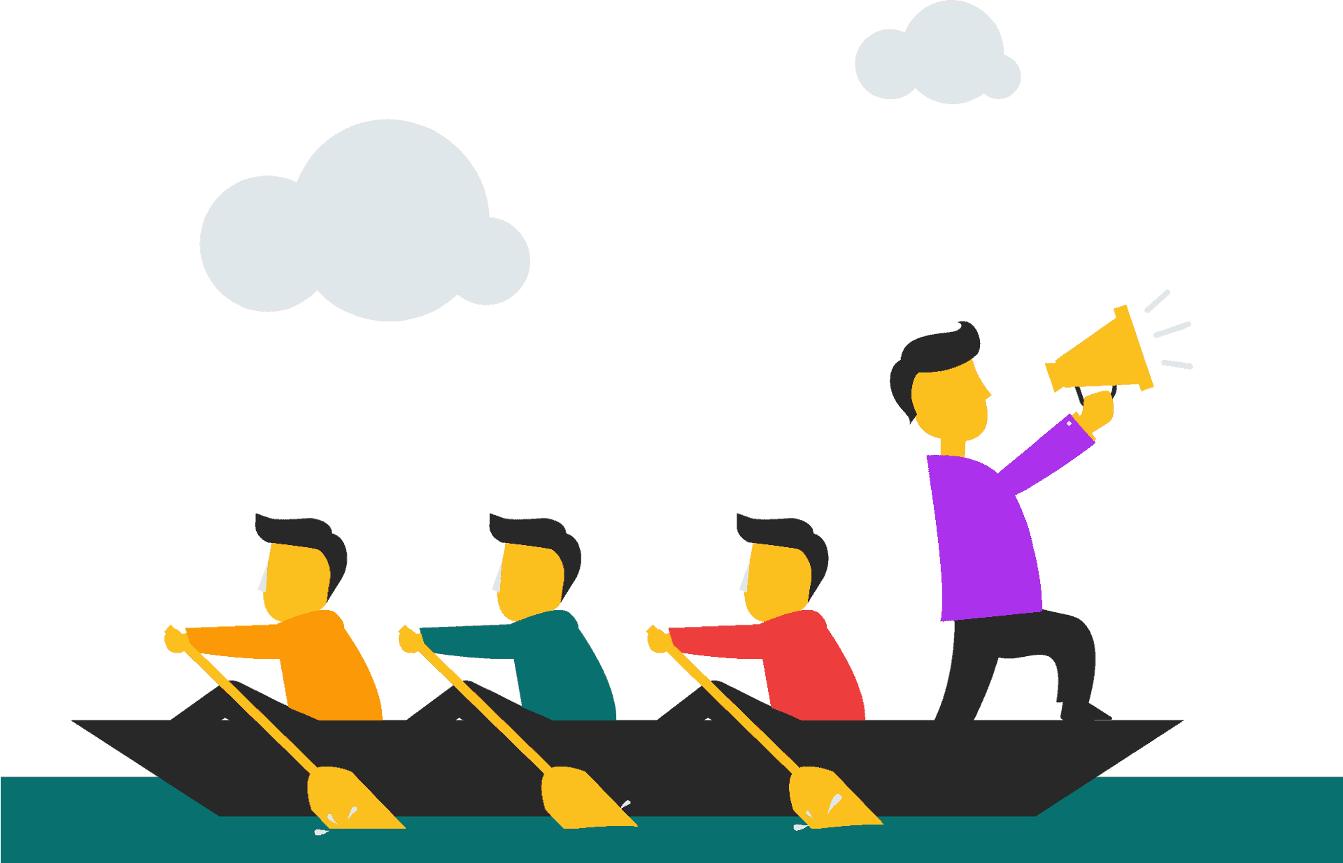 Team Leadership Rowboat Coordination PNG Image