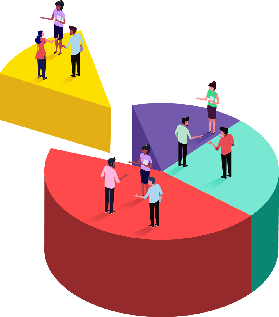 Teamworkon Colorful Pie Chart PNG Image