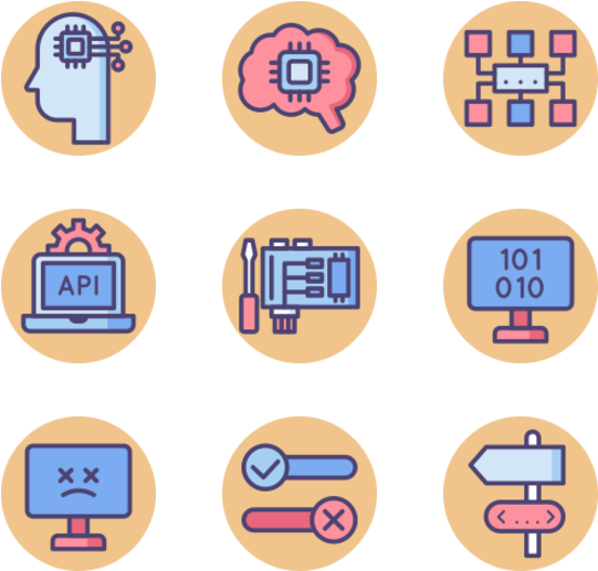 Technology Concept Icons Set PNG Image