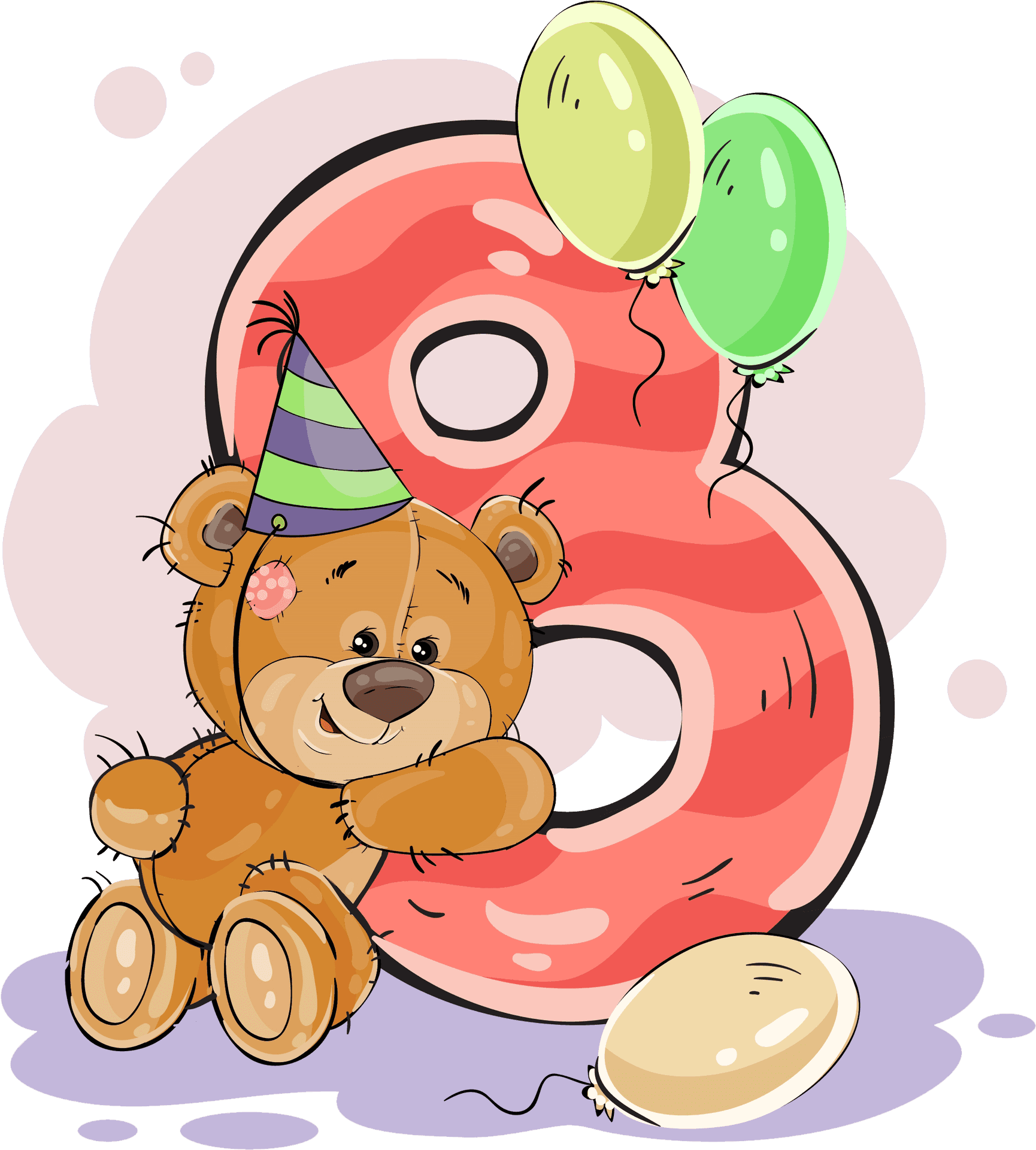 Teddy Bear Celebration Number8 PNG Image