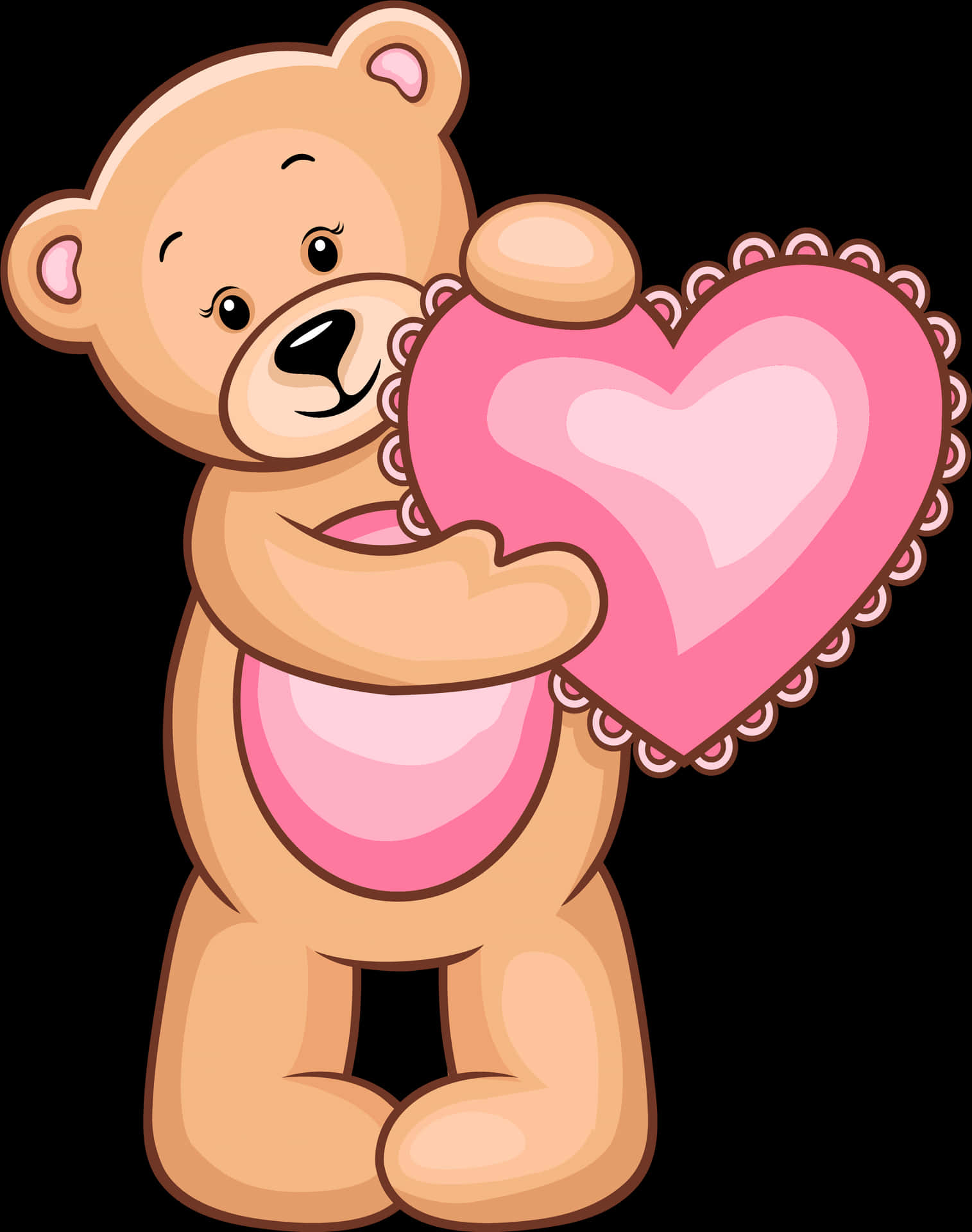 Teddy Bear Holding Heart Illustration PNG Image