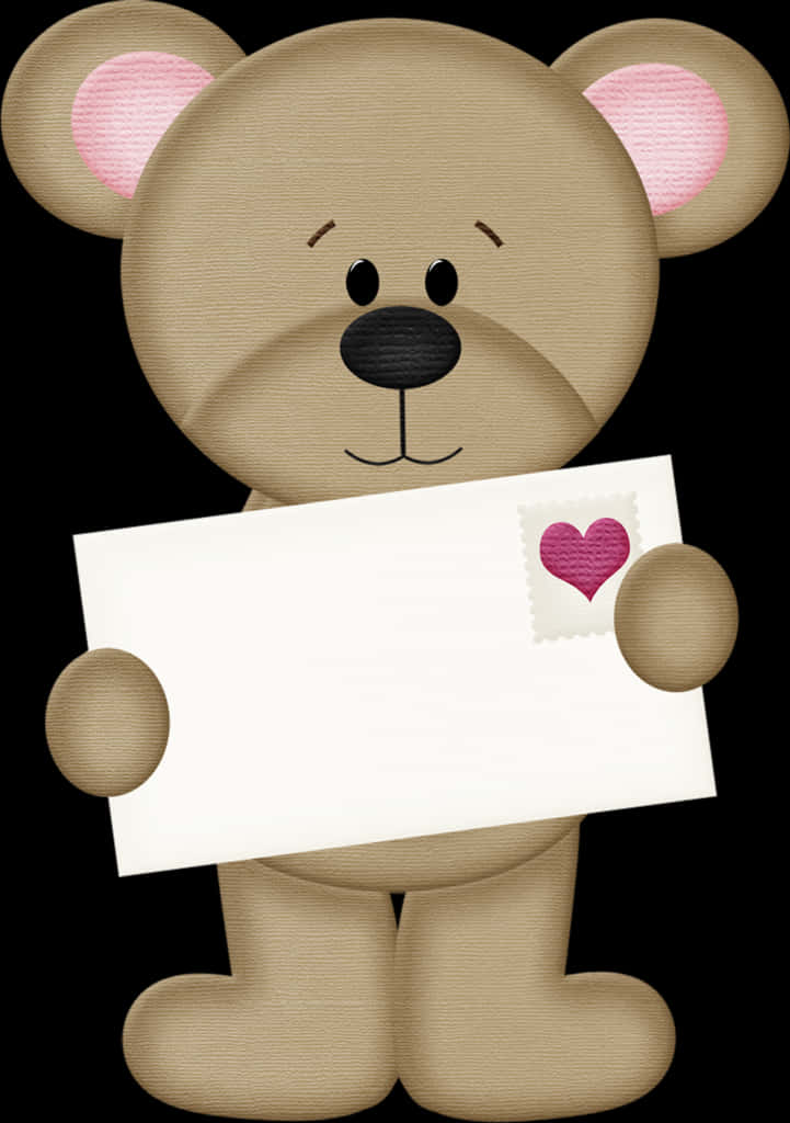 Teddy Bear Holding Love Note PNG Image