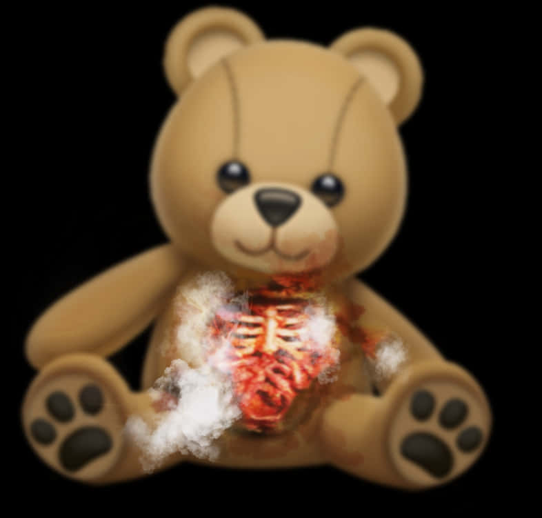 Teddy Bear With Heart Exposed PNG Image