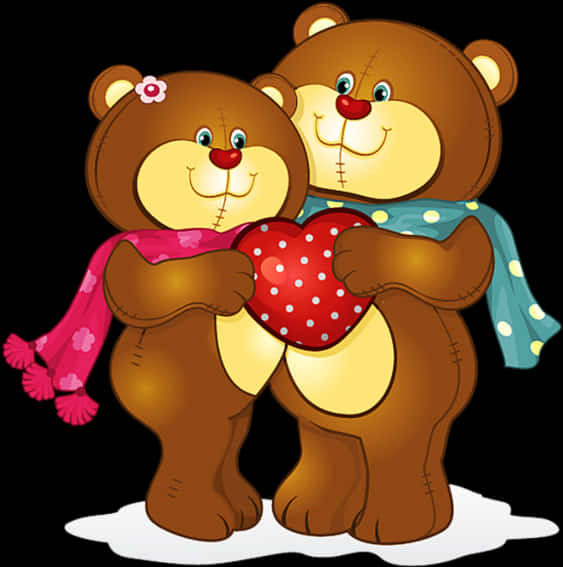 Teddy Bears Holding Heart PNG Image