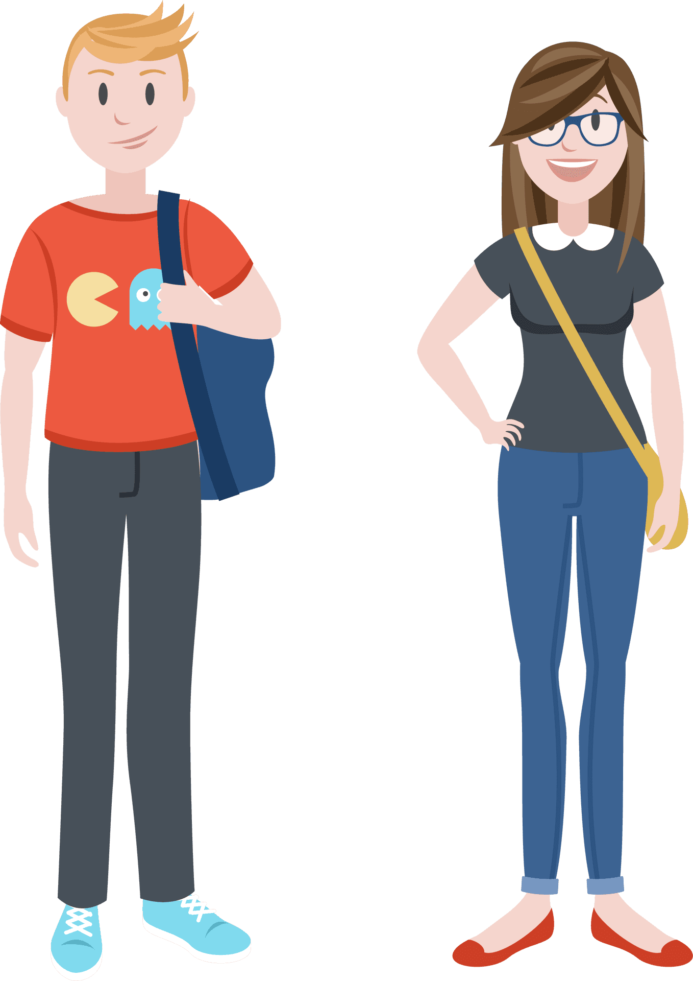 Teenage Students Cartoon PNG Image