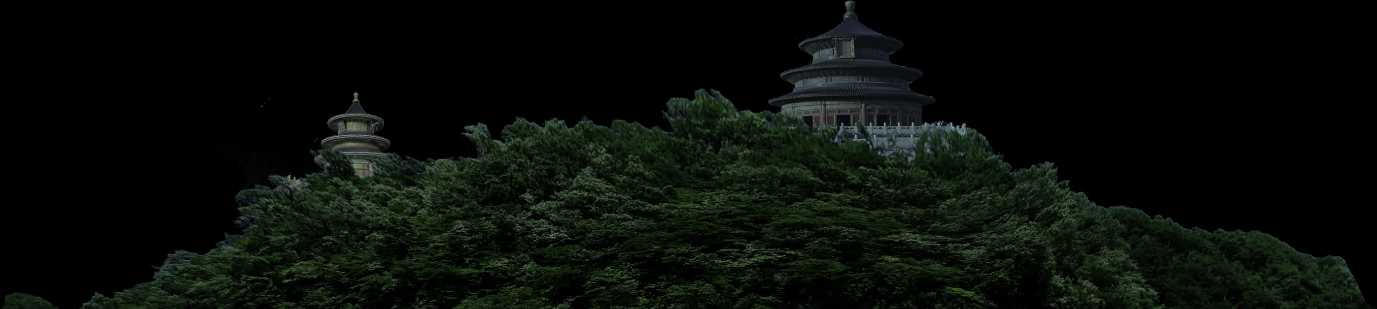 Temple_ Treetops_ Night_ Scene PNG Image