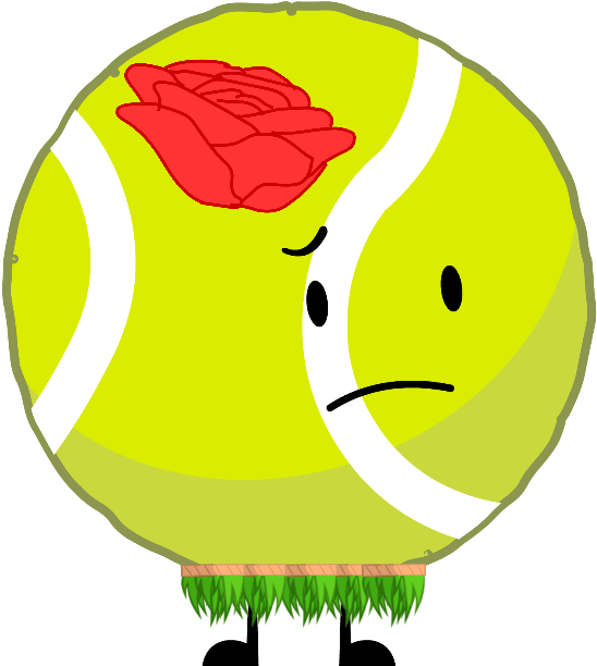 Tennis Ball Character With Rose PNG Image