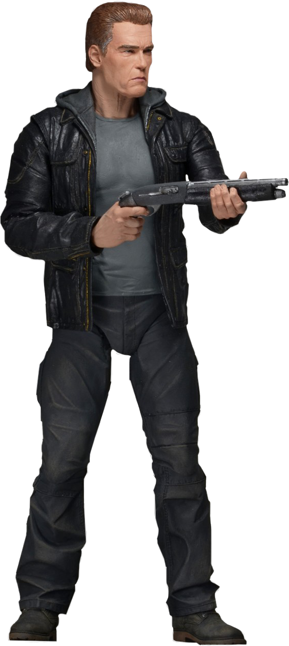 Terminator Action Figure With Gun PNG Image