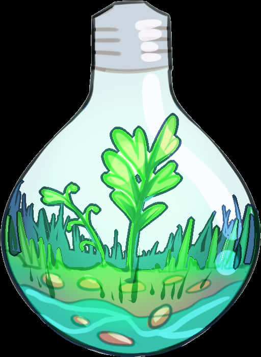 Terrarium Lightbulb Art PNG Image