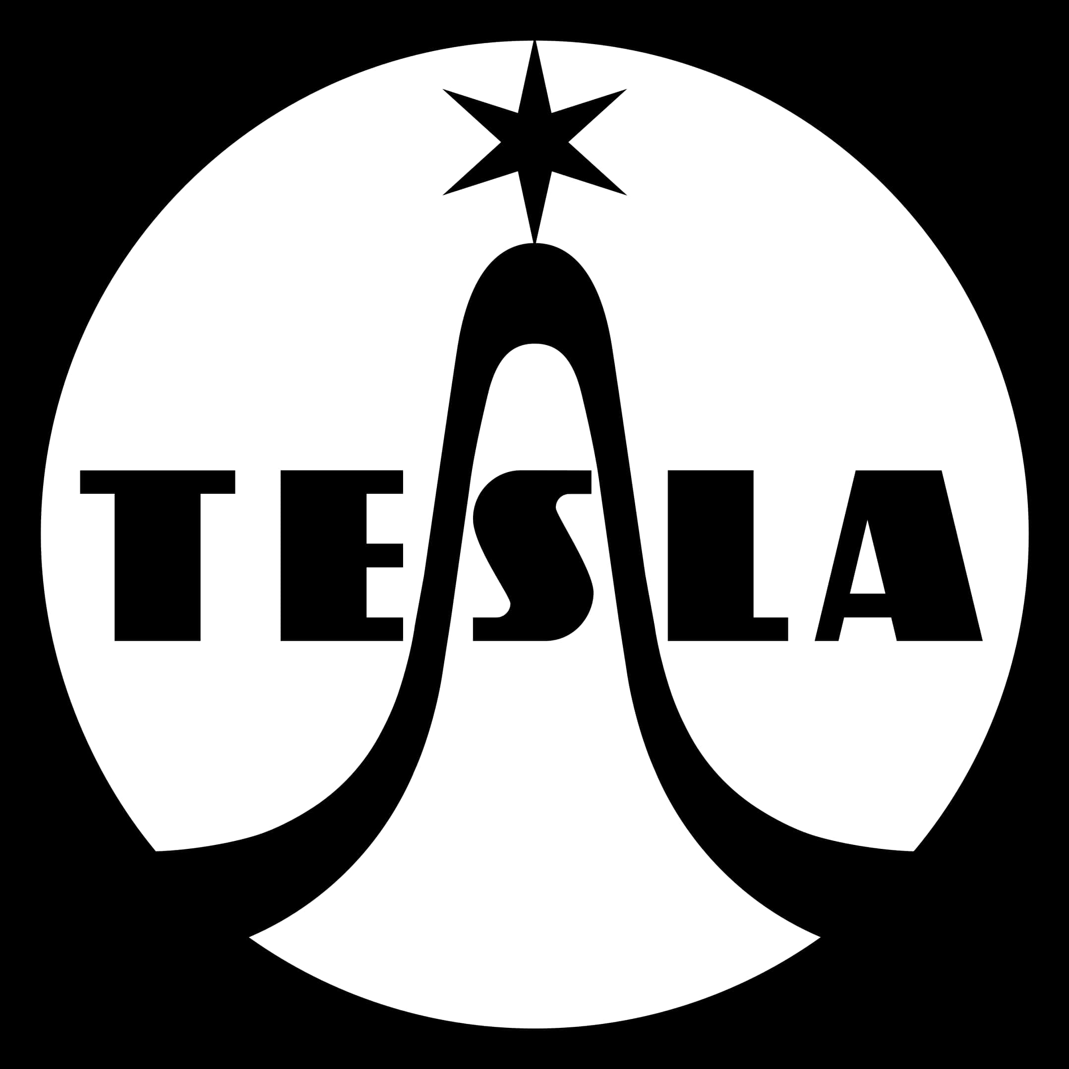 Tesla Logo Blackand White PNG Image