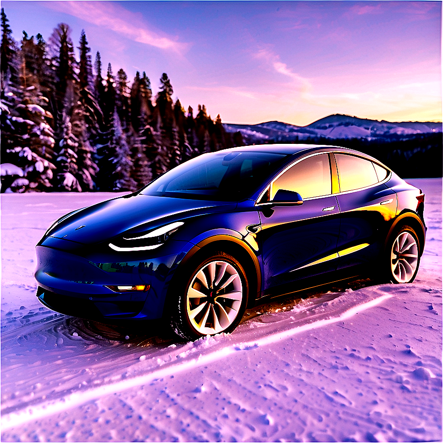 Tesla Model Y In Snow Png Yek PNG Image